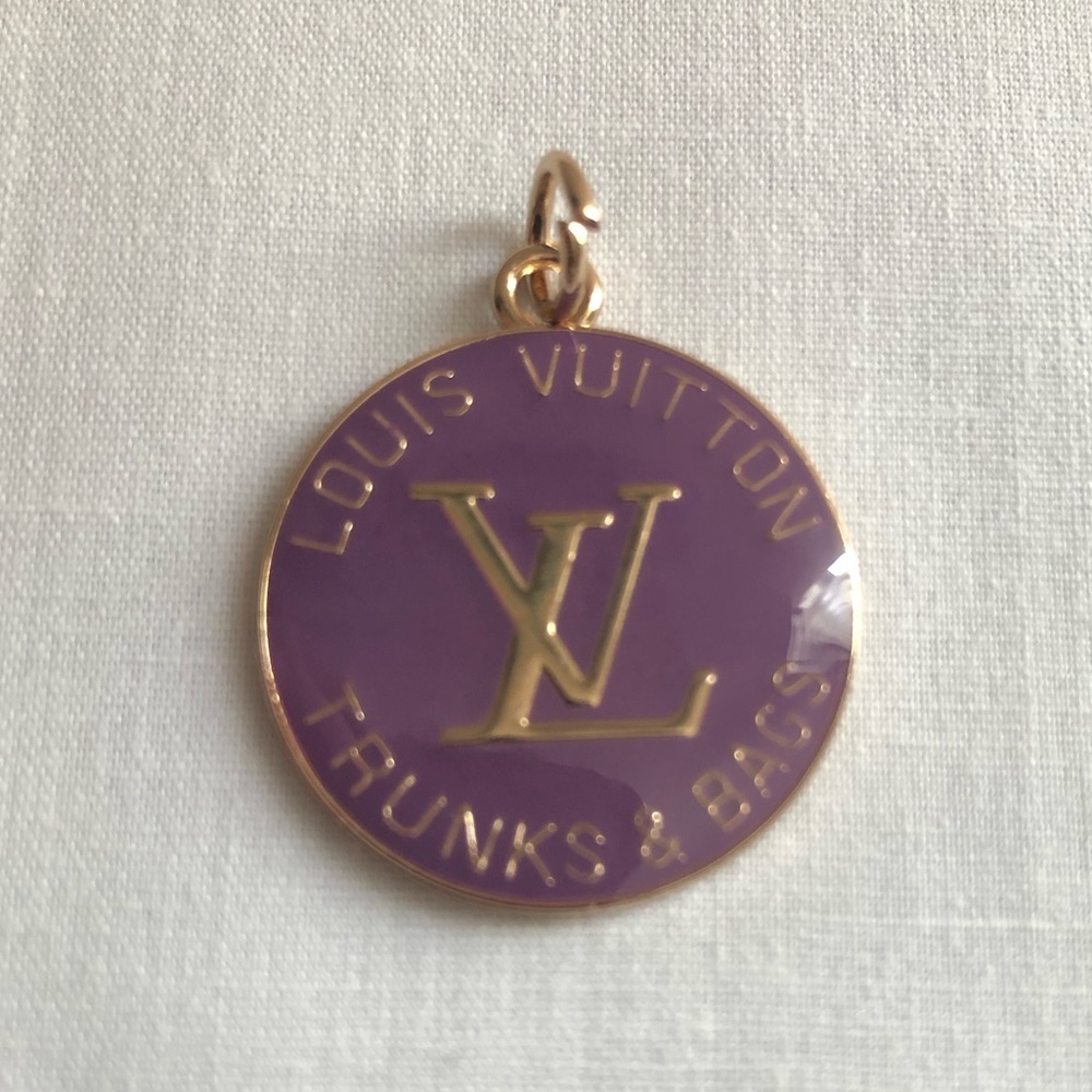 Zipper Pull Trunks & Bags Charm Purple Stamped LV Medallion